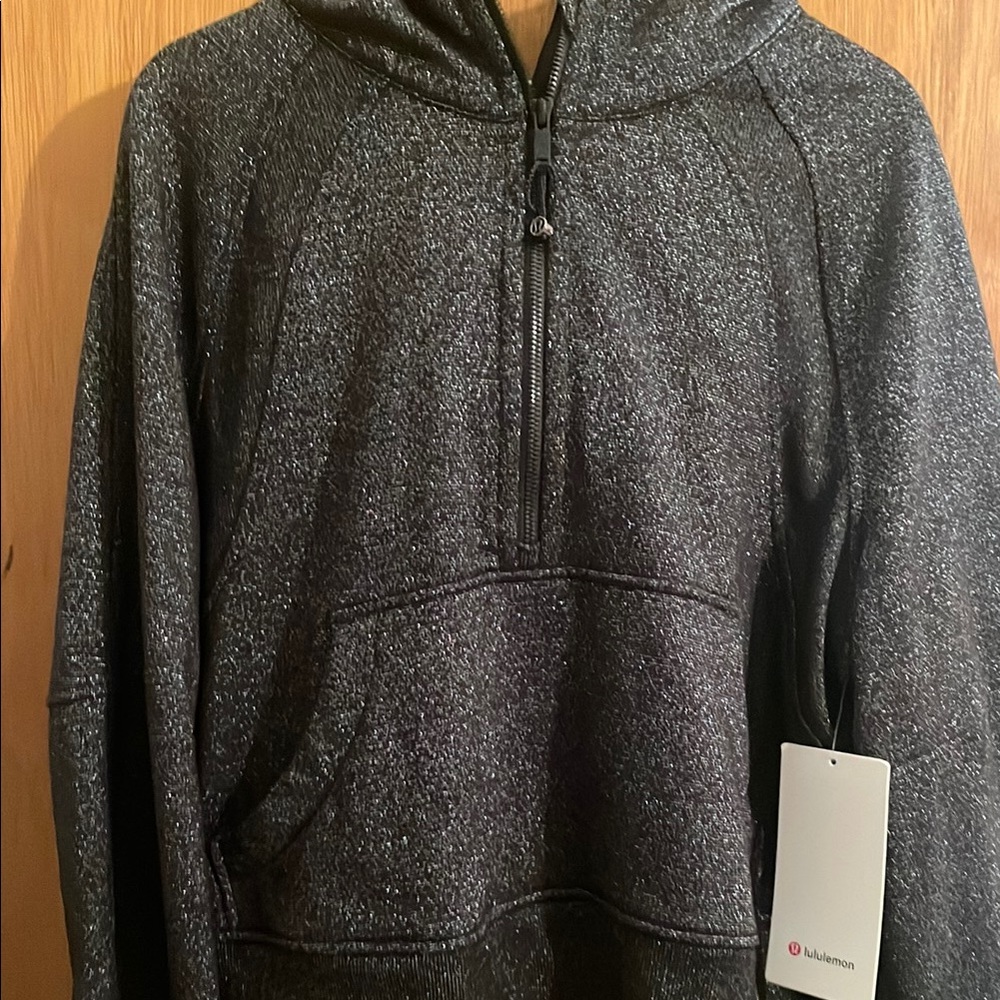 Lululemon Athletica half zip scuba pull  over sized Black/Gray  hoodieSweatshirt